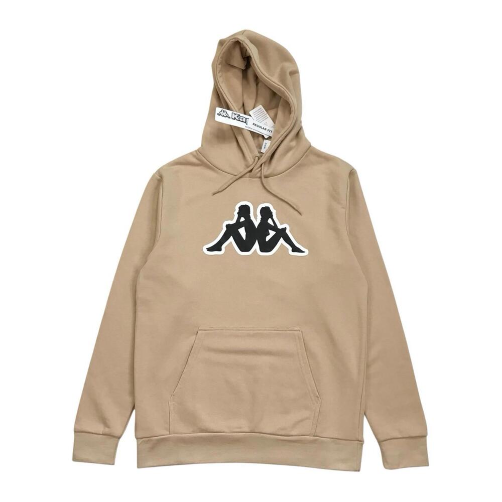 KAPPA HOODIE SMALL S MENS BEIGE SWEATSHIRT PULLOVER BIG LOGO FUTBOL SOCCER BNWT!